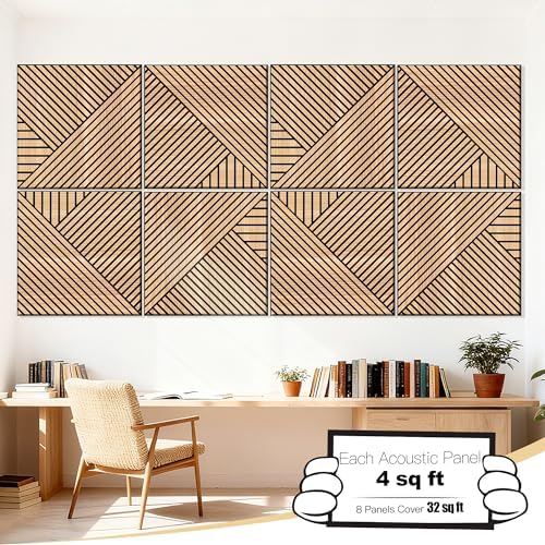 Mollywell Acoustic Wall Panels, Natural Oak, 8 Pack, 23.6x23.6 in - Image 2
