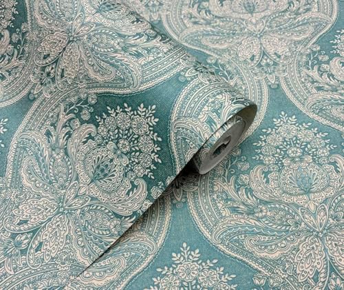 Blooming Wall Damasks Flocking Embossed Textured Wallpaper Roll - Image 2
