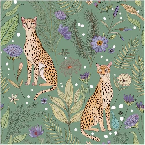 Floralplus Cheetah Peel and Stick Wallpaper Sage Green Wallpaper by Floralplus