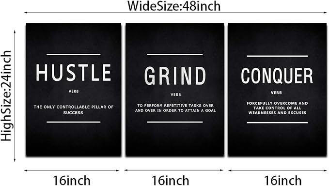 KAWAHONE Grind Hustle Conquer Wall Art, Success Canvas Painting Wall Decor - Image 7