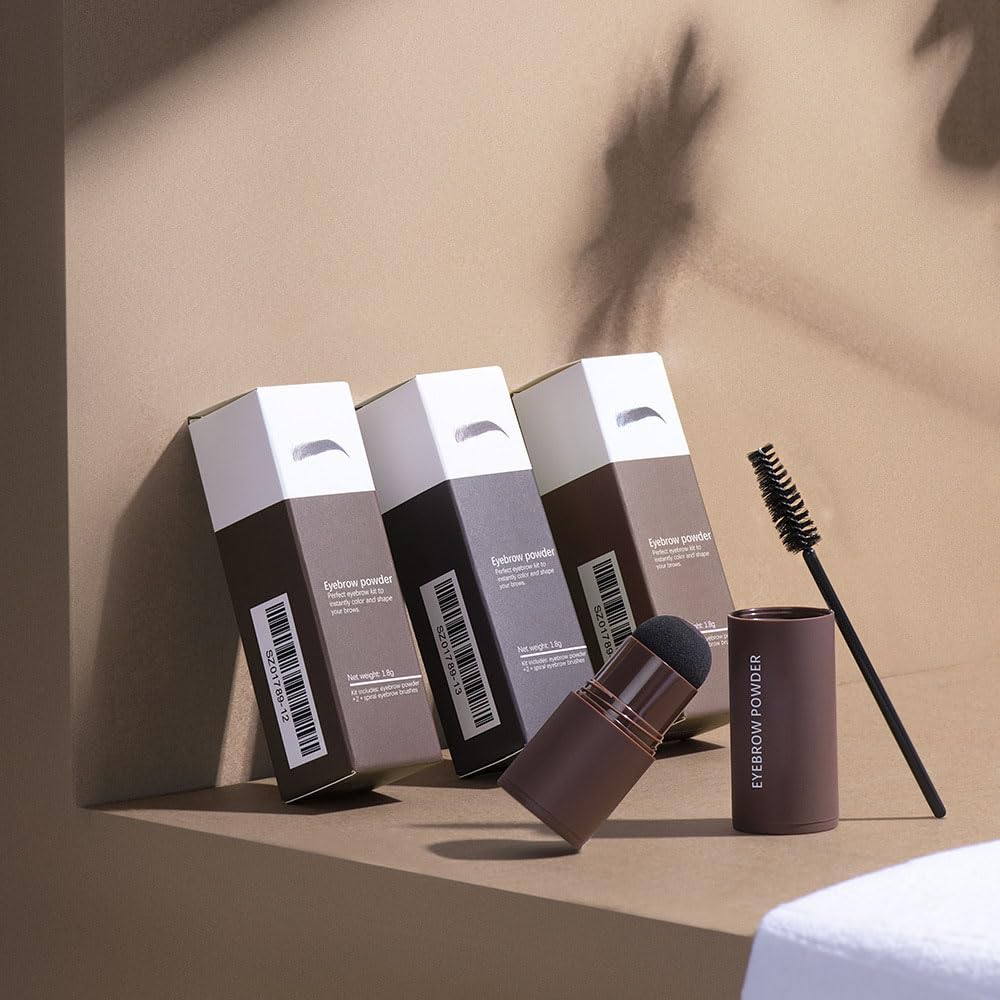 Eyebrow Stamp Stencil Set, Eyebrow Charm Stencils Shaping Kit, Long-Lasting Eyebrow Pomade for Women Girl, Cruelty-Free plantillas para la cejas (dark brown)