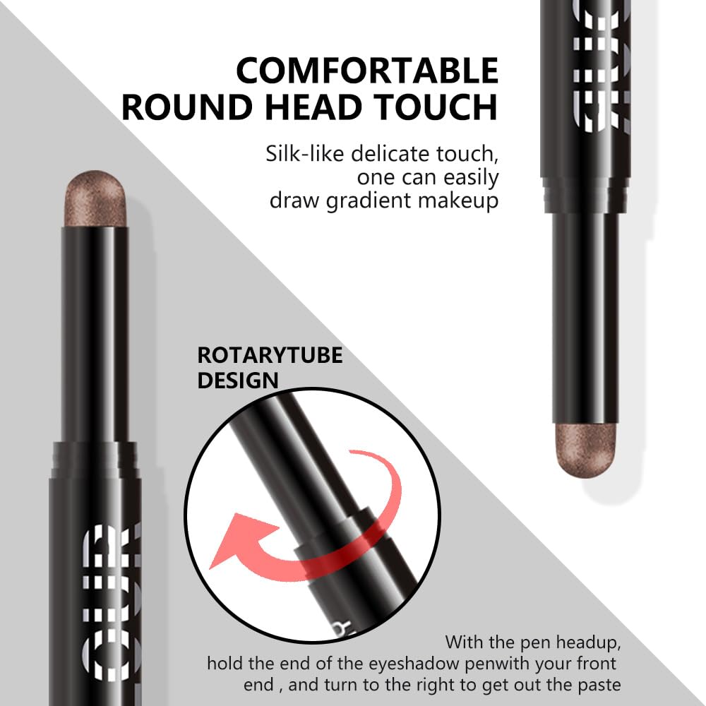 Mocha Shimmer Cream Eye Shadow Stick Makeup for Women, Mocha Shimmer Matte Eye Shadow Brightener Stick for Eyes, Long-lasting Waterproof Eyeshadow Pencil Applicator Blendable for Eye Highlight 14