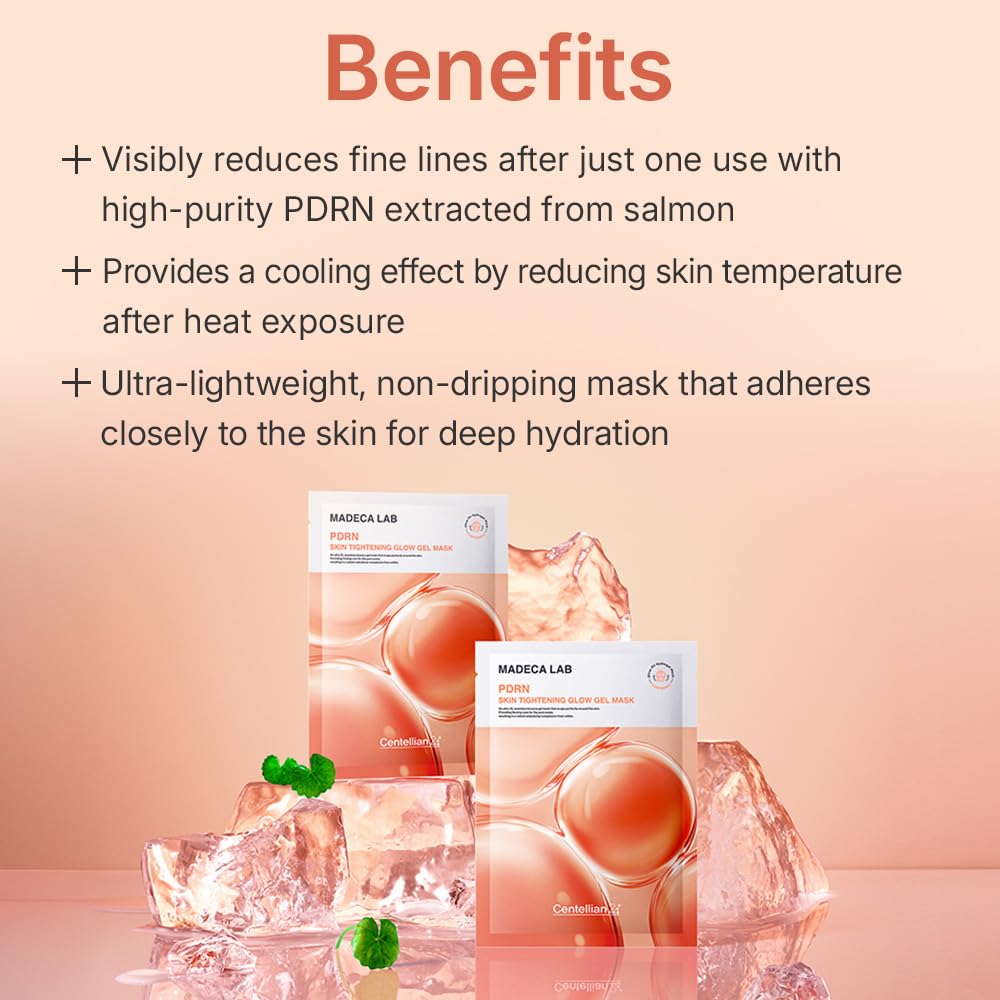CENTELLIAN 24 Madeca Lab PDRN Glow Gel Mask – Salmon PDRN, Deep Hydration & Firming, Instant Radiance with Cooling Hydrogel Sheet