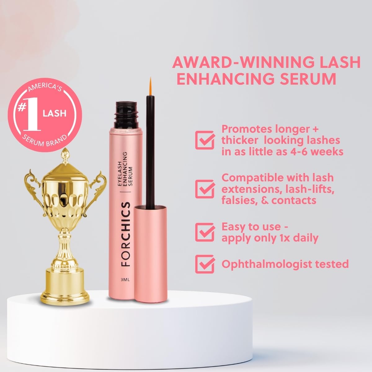 2 in 1 Lash and Brow Growth Serum - Hormone-Free Enhancer for Thicker, Longer Lashes and Brows in 2 Weeks - Organic, Vegan and Gentle