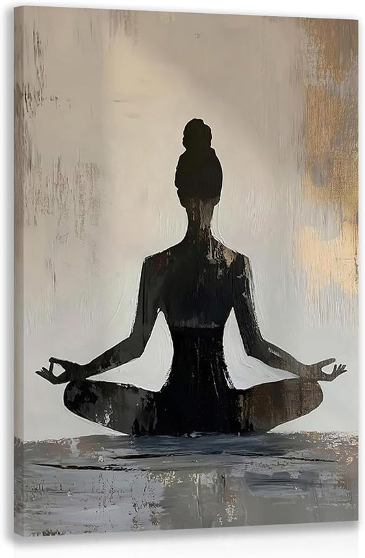 GELDSTEI Framed Zen Wall Art, Modern Yoga Girl Canvas Painting, Tranquil by Unknown