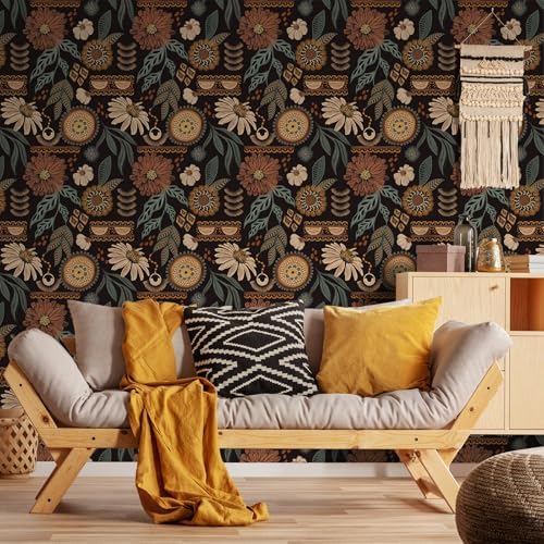 Boho Peel and stick Wallpaper Removable Sun Flroal Vintage Contact Paper - Image 4
