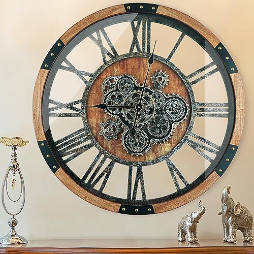 30 Inch Moving Gear Wall Clock, Oversized Wall Clocks, Clock Living Room Decor by TOPPTIK