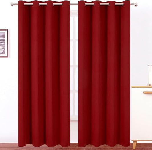 LEMOMO Blackout Curtains 52 x 90 Inch Long Red Curtains Set of 2 Panels Room by Lemomo