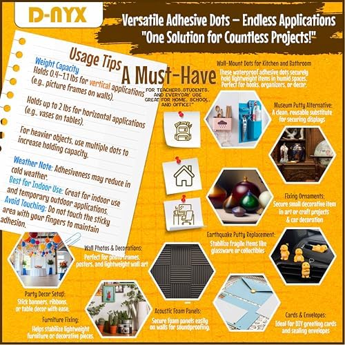 D-NYX Double Sided Tape Adhesive Dots Stickers 280, 550 or 700 Pack Removable - Image 5