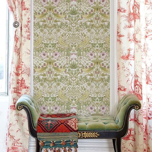 White Floral Peel and Stick Wallpaper William Morris Style Vintage - Image 3