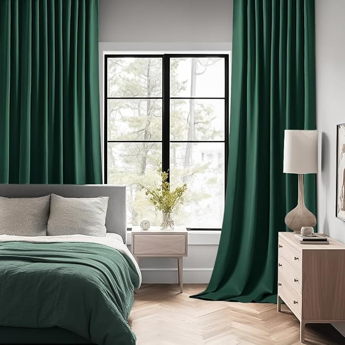 MIULEE Christmas Hunter Green Back Tab Blackout Curtains 102 Inch Long 2 Panels - Image 2