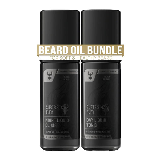The Beard Struggle Tonic + Elixir Beard Oil Bundle - Platinum Collection - Grooming Beard Oil - Softens, Moisturizers, and Strengthens Beard Growth - Pack of 2, Surtr's Fury
