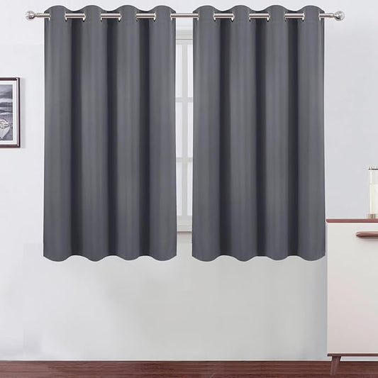 LEMOMO Blackout Curtains 66 x 54 Inch Long Grey Curtains Set of 2 Panels Room by Lemomo