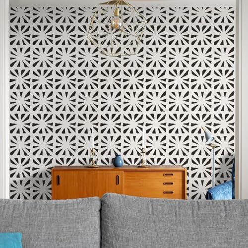 Ismoon Peel and Stick Wallpaper Boho Geometric Wallpaper Black and Beige - Image 6