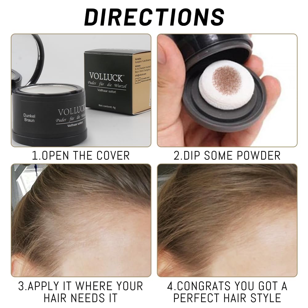Root Touch Up Powder, Instantly Gray Root Cover Up Hairline Powder, Hair Concealer for Women and Men (A-Light Coffee, 2PC)