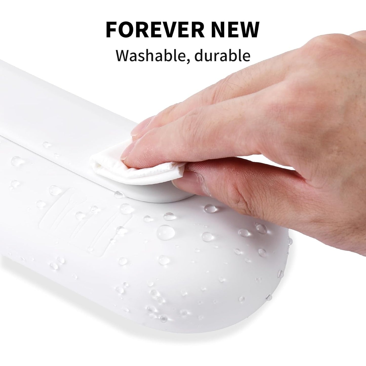 Silicone Makeup Brush Holder Travel Cosmetic Bag：Soft Portable Cosmetic Face Brushes Holder with Upgrade Anti-Fall Out Magnetic Closure, Large Travel Makeup Brush Case - White