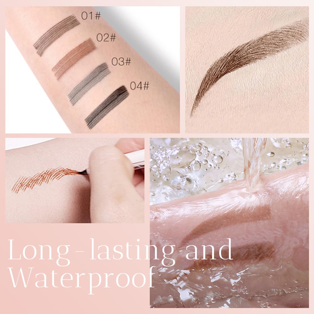 2025 Upgrade Waterproof Brow Pencil with Micro-Fork Tip,3D Magic Eyebrow Pencil 4-Head Split Waterproof Long-lasting Eyebrow Pencil,Natural Makeup Fine Stroke Eyebrow Tattoo Pencils (Gray)