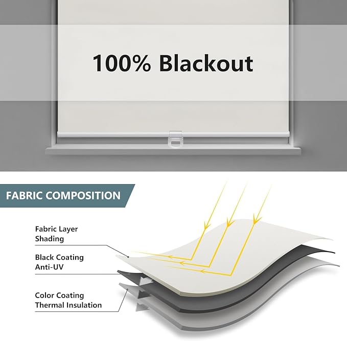 AOSKY Cordless Roller Shades Blackout Blinds - Image 4