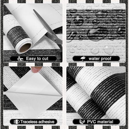 Black Stripe Peel and Stick Wallpaper 15.7" x 236" - Image 3