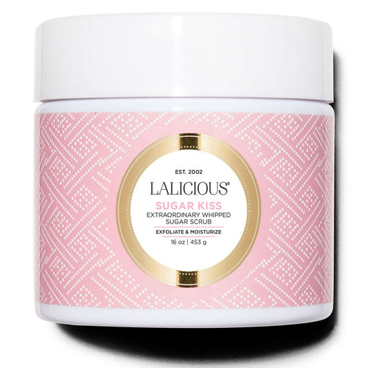 LALICIOUS Extraordinary Sugar Kiss Sugar Scrub, Exfoliating Body Scrub with Coconut Oil & Honey, Moisturizing Body Exfoliator for Glowing Radiant Hydrating Skin, Zero Greasy, No Parabens - 16oz