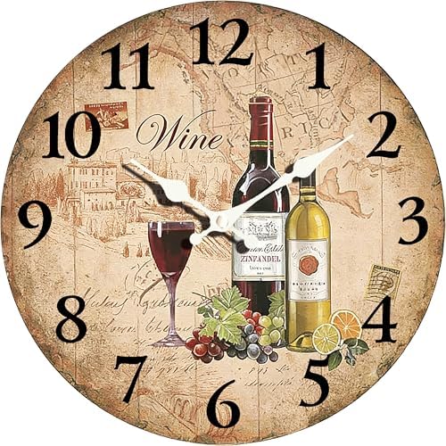 Retro Vintage Wine 14 Inch Wooden Wall Clock by EZXZZ