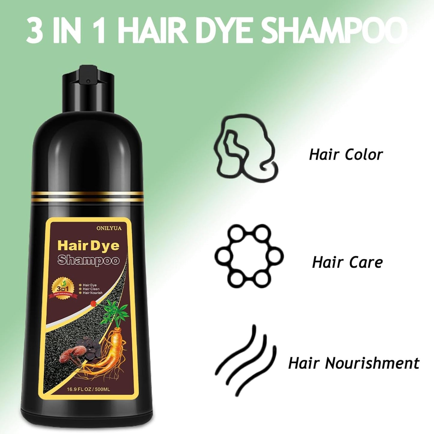 Deep Wine Red Hair Color Shampoo, 16.9 FL Oz, Semi-Permanent, Ammonia-Free, 30 Day Lasting, Gray Hair Coverage