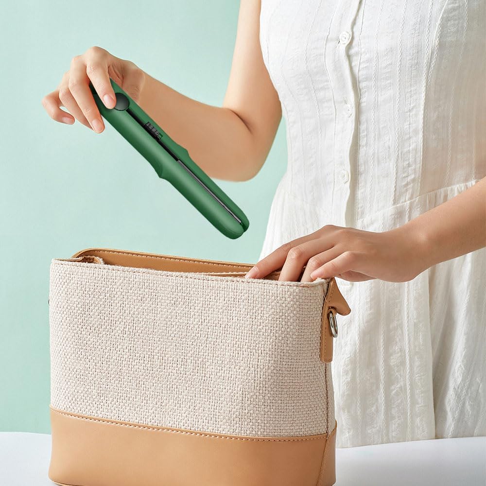 2025 New Mini Dual-Purpose Curling Iron, 2-in-1 Curling Wand Flat Iron Hair Straightener, Travel Curling Iron for All Hair Types (Orange)