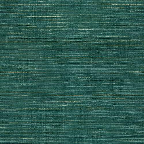 VEELIKE Teal Green Grasscloth Wallpaper 32''x354'' Textured Green Peel and by VEELIKE