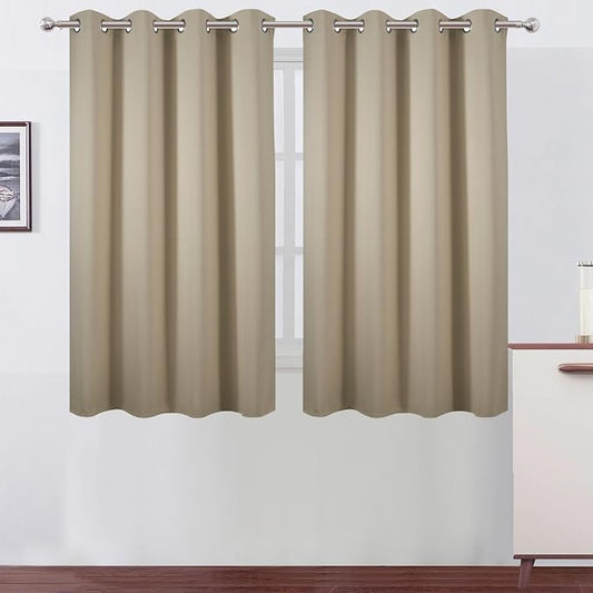 LEMOMO Blackout Curtains 66 x 54 Inch Long Beige Curtains Set of 2 Panels Room by Lemomo