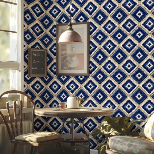 Stickorama Boho Tufted Textured Geometric Fabric Peel and Stick Wallpaper Self - Image 2