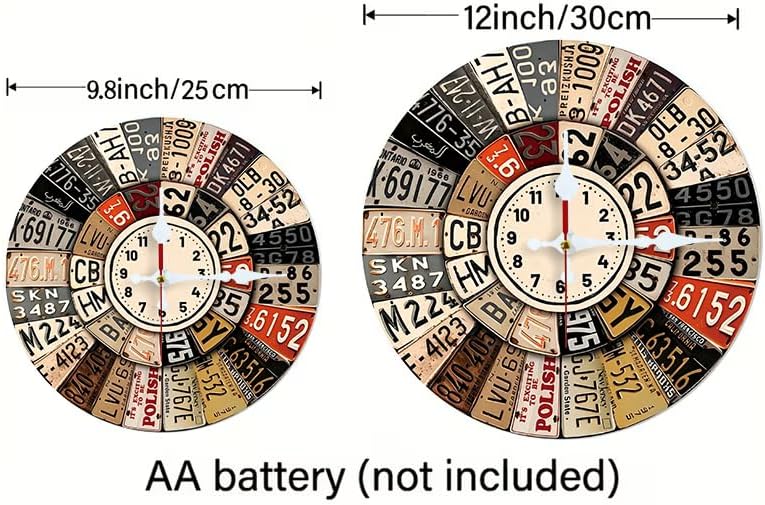 Vintage License Plate Timekeeper Clock 2D Art Print Silent Wall Clock, 10/12 - Image 2