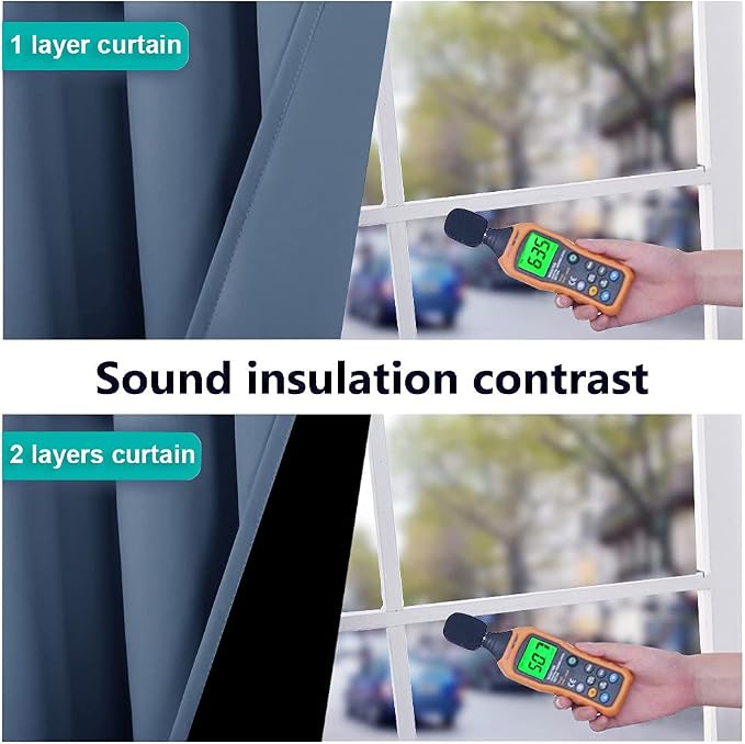 NICETOWN 100% Blackout Curtains 84 inches Long, Pair of Energy Smart & Noise - Image 3