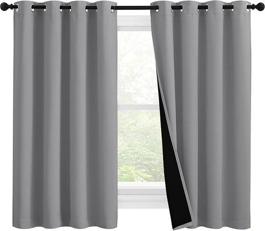 NICETOWN Silver Grey 100% Blackout Curtains by NICETOWN