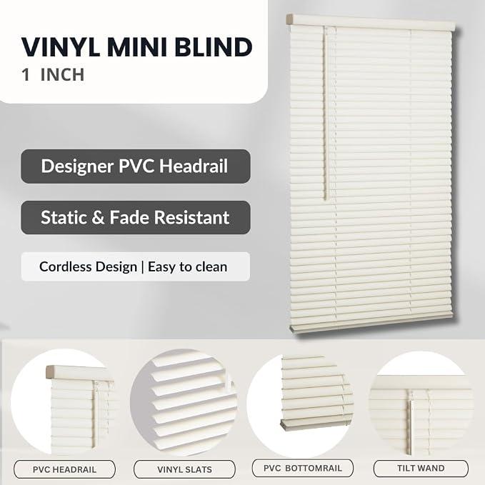 LOTUS & WINDOWARE Cordless Mini Blind, 34.5" Wide x 64" Long - Image 4