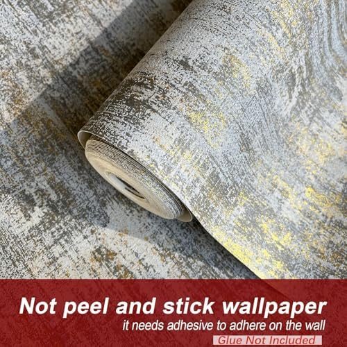 Zeeko Non-Pasted Vintage Textured Wallpaper Distressed Metallic 17.3"x 472" - Image 2