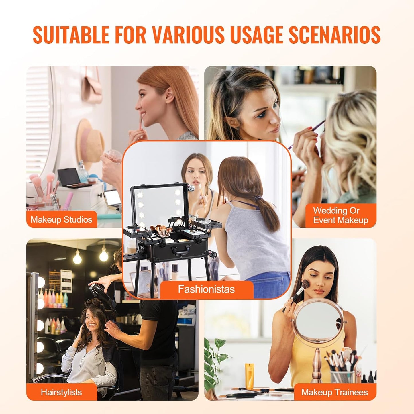 VEVOR Makeup Train Case Professional Makeup Storage Organizer Box Make Up Carrier for Women and Girls