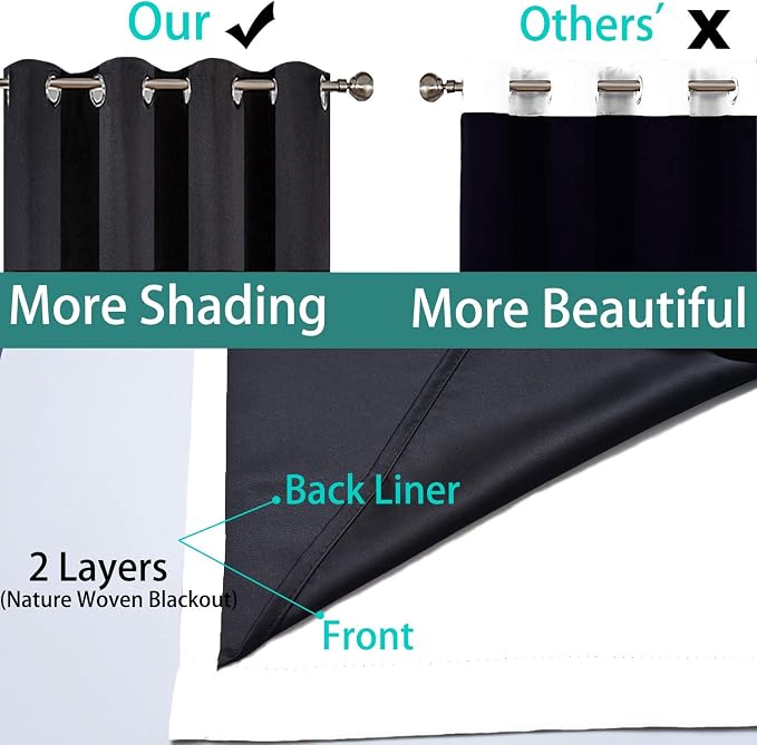 Yakamok Pure White 100% Blackout Curtains Energy Saving Thermal Insulated 2 - Image 5