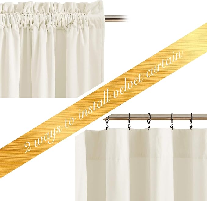 NICETOWN Ivory White Velvet Curtains 120 inches Long - Image 3