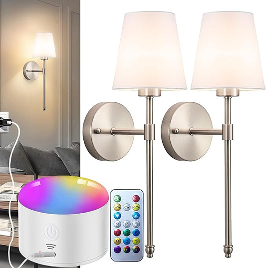 YHCDLAMP Battery Operated Wall Sconce Set of 2, Rechargeable Wall Sconce by YHCDLAMP