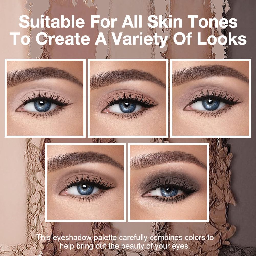 5 Colors Matte Eyeshadow Makeup Palette,Nude Dark Brown Taupe Black Natural Neutral Eye Shadow Palette,Long Lasting Waterproof Naturing-Looking Women Girls Eye Shadow