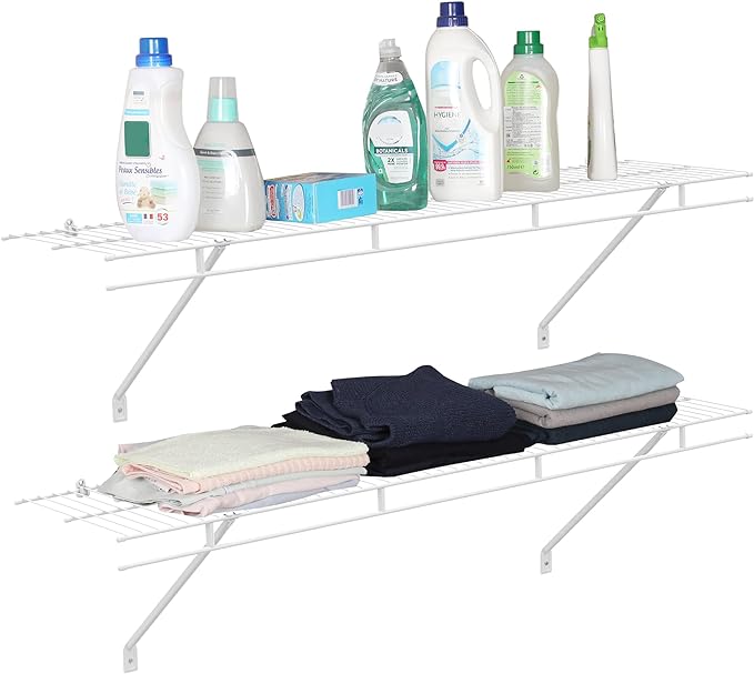HAUSHOF Closet Shelves Wall Mounted 4-Pack, 4 ft x 12in White Wire Shelving - Image 6