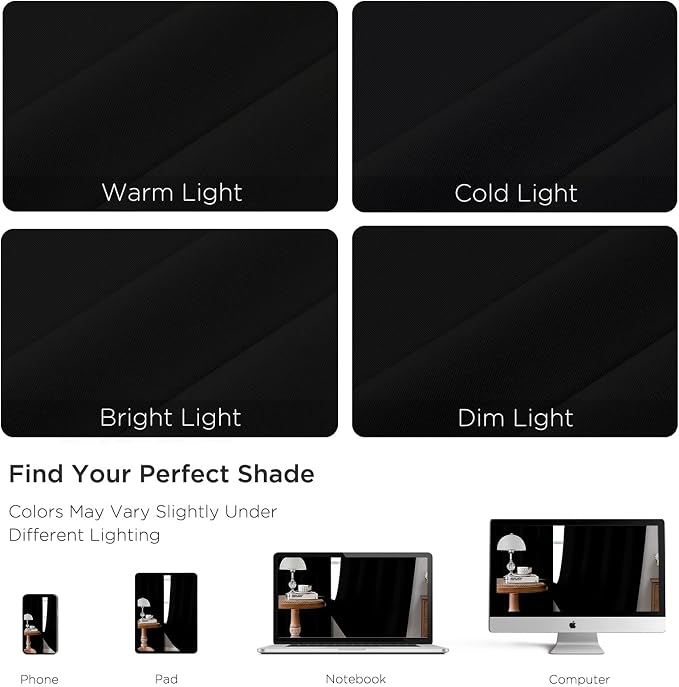 CUCRAF Black Blackout Curtains 63 inch Length 2 Panels Set, Rod Pocket Room - Image 4
