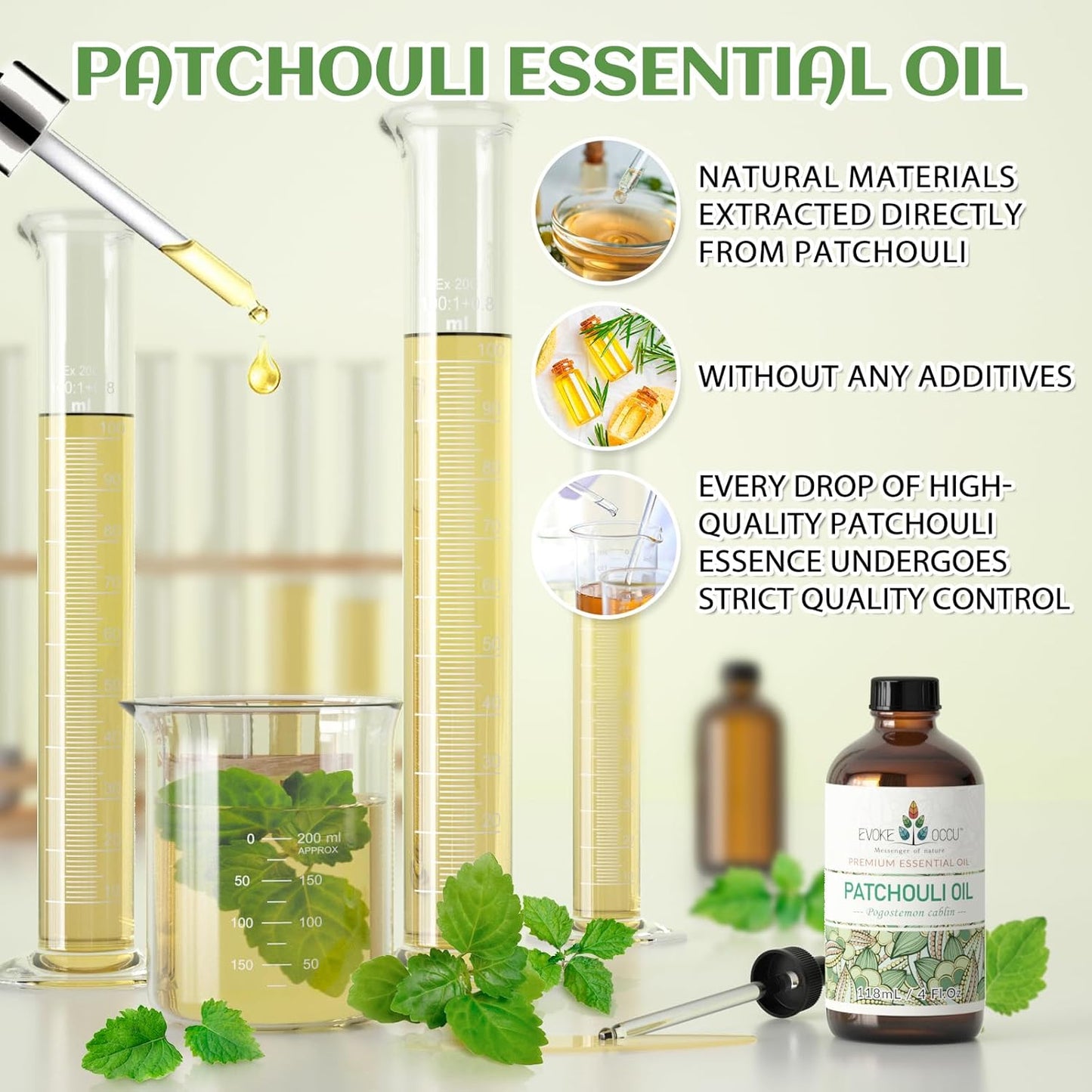 EVOKE OCCU Patchouli Essential Oil for Diffuser Skin Fragrance DIY Candle Soap Making - 4 FL Oz