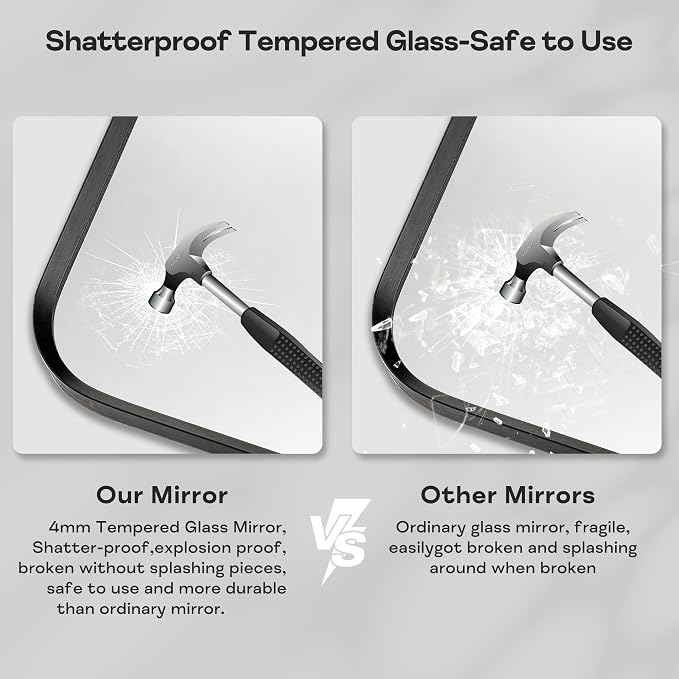 Black Metal Framed Bathroom Mirror - Image 5