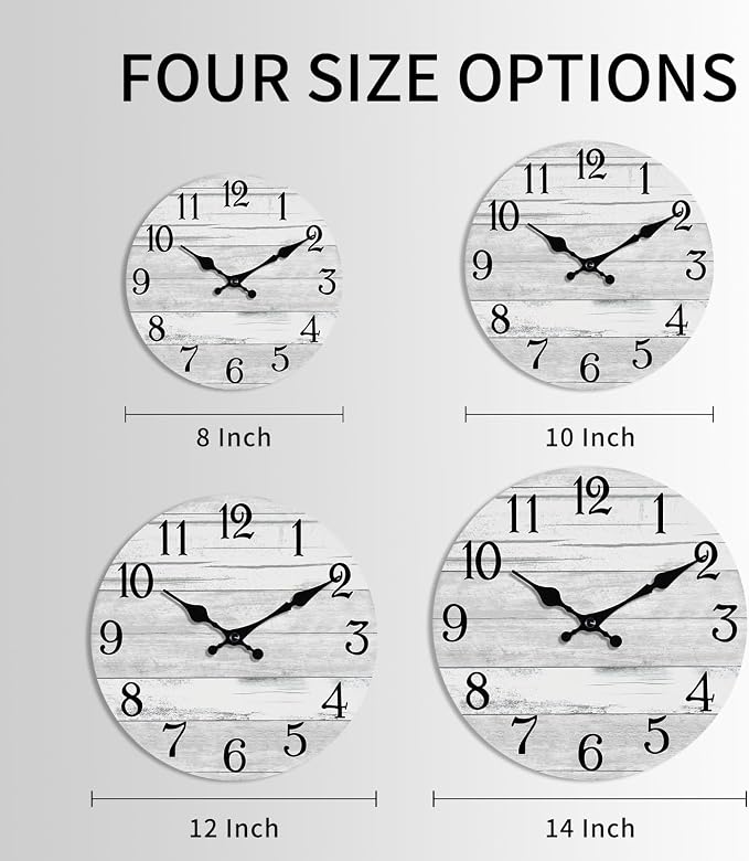 KECYET Wall Clock Battery Operated 10 Inch Gray Silent Non Ticking Country - Image 2