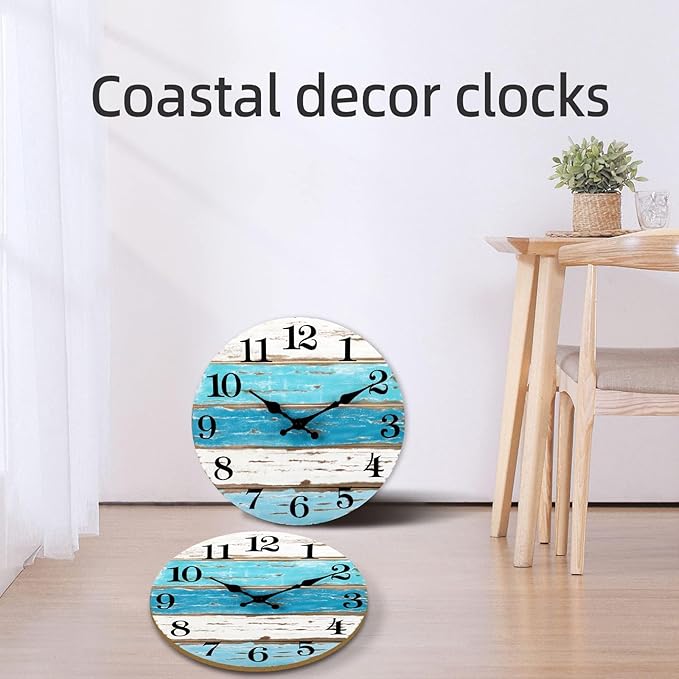 CHYLIN Wall Clock, 18 Inch Beach Wall Clocks Battery Operated, Coastal Ocean - Image 3