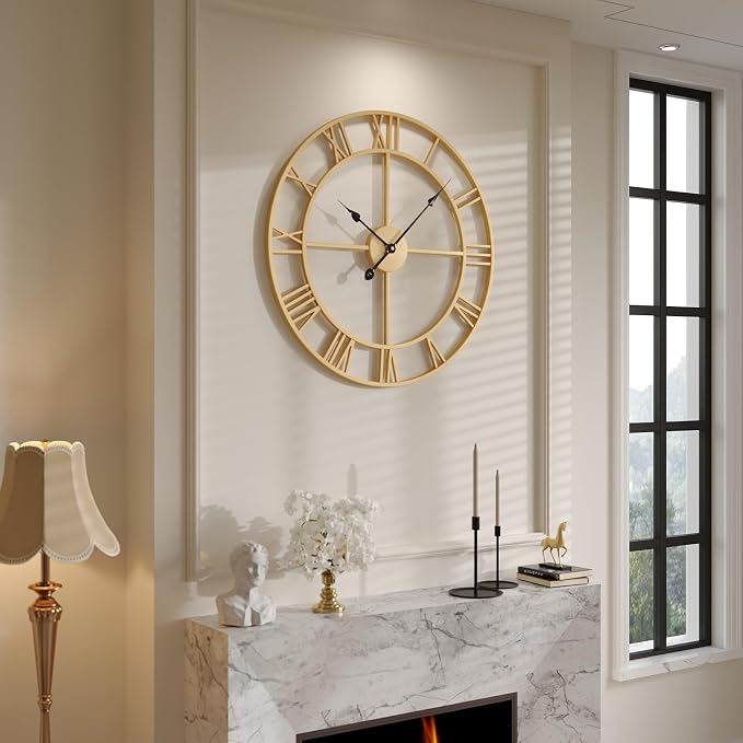 Cuspin 24 Inch Large Wall Clock, Silent Non Ticking Battery-Operated Metal by Cuspin