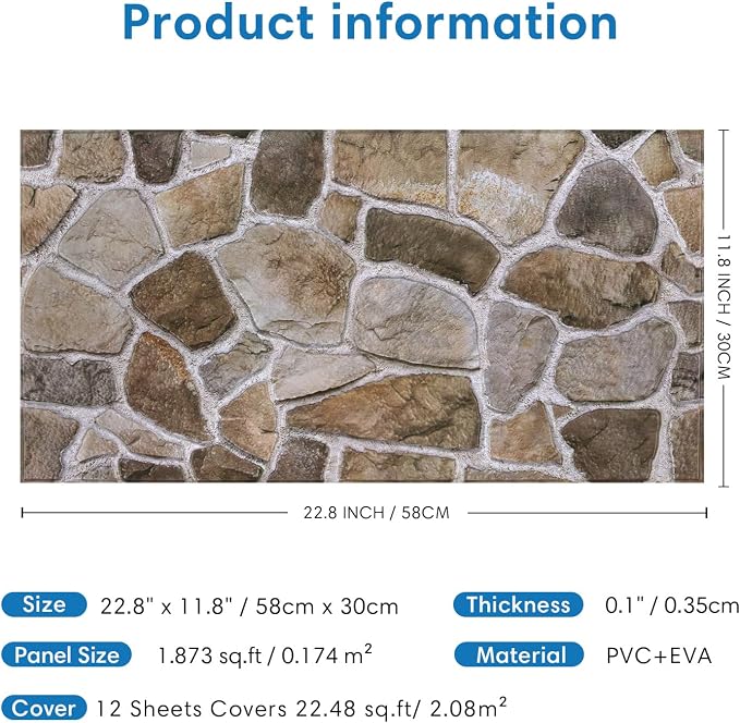 COMSTICKC 3D Faux Stone Wall Panels Peel and Stick, DIY UrltraLight PVC Fake - Image 5