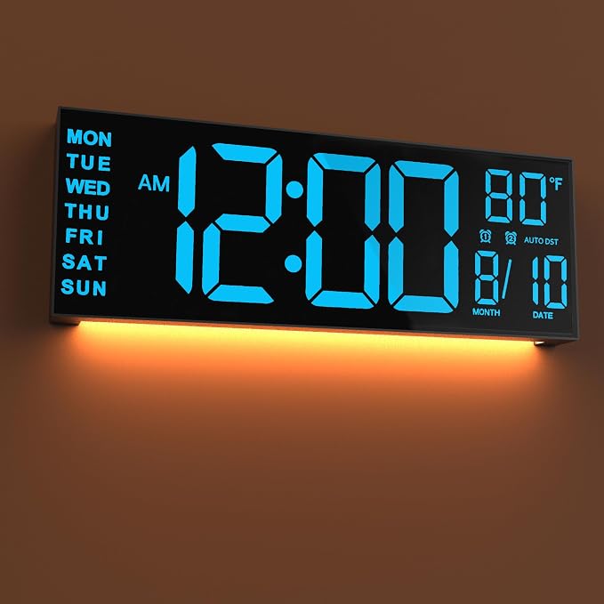 JALL 16" Large Digital Wall Mount Clock, Count Down Timer, Big LED, Temperature by JALL