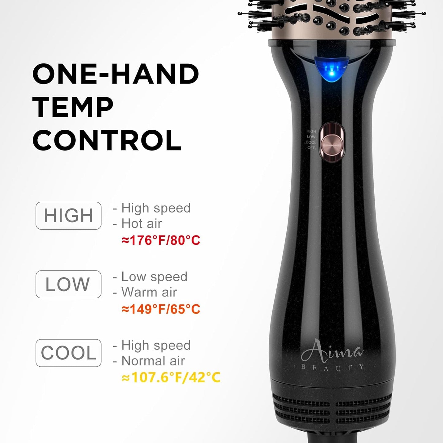 One Step Hair Dryer & Volumizing Hot Air Brush, Blow Dryer, Ceramic Straightener, Curler & Hot Comb 4 in 1 Salon Ionic Brush, Hair Styling Tools, Black